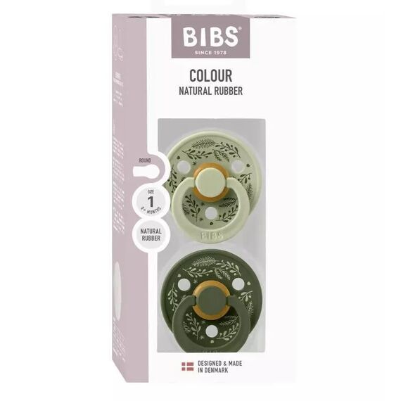 Bibs Πιπίλα Latex Colour Holiday Leaf Sage/Hunder Green 2τμχ. Νο1 11027101 - Πιπίλες στο Oneirokosmos