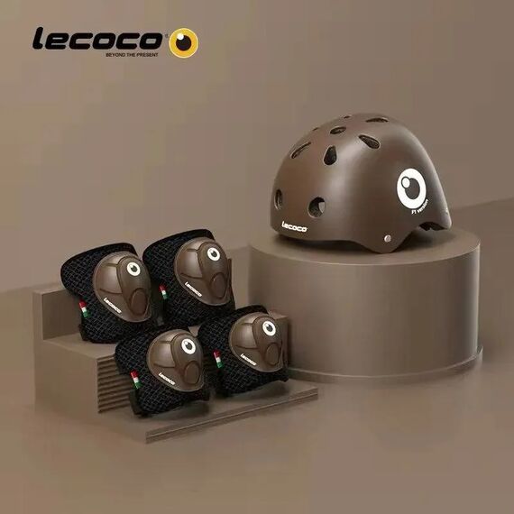 Lecoco Κράνος και Σετ Προστασίας  L-HK01-B  Καφέ L-691114 - Πατίνια & Κράνη στο Oneirokosmos