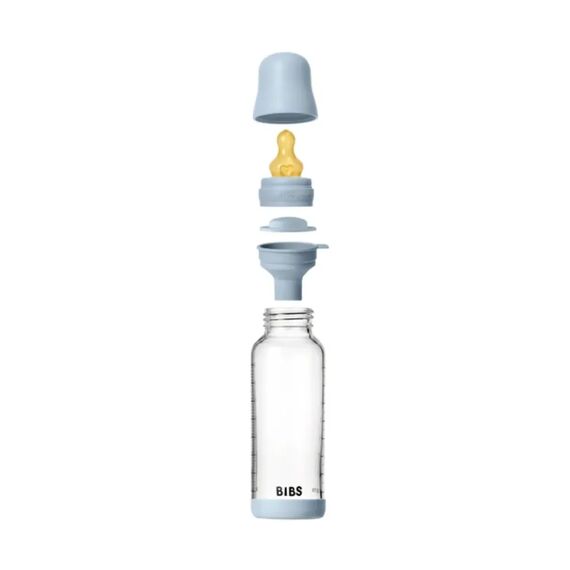 BIBS Μπιμπερό Γυάλινο με Θηλή Latex Baby Blue 240ml 5020231 - Μπιμπερό στο Oneirokosmos