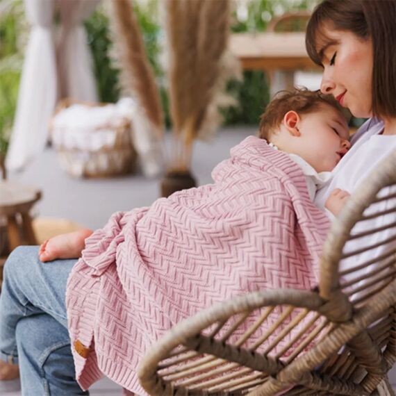 BabyOno Βρεφική κουβέρτα από 100% οργανικό βαμβάκι 75×100 εκ. Pink BN1647/01 - Κουβέρτες Αγκαλιάς στο Oneirokosmos