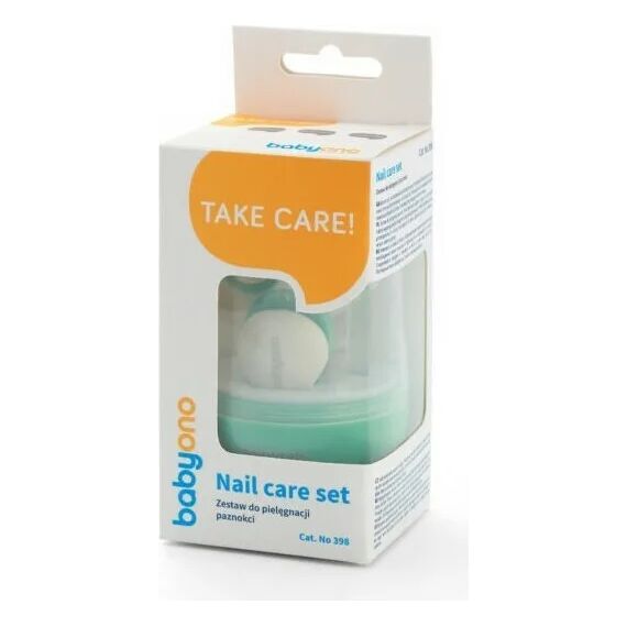 BabyOno Βρεφικό Σετ περιποίησης νυχιών με θήκη Mint BN398/01 - Προϊόντα υγιεινής φροντίδας στο Oneirokosmos