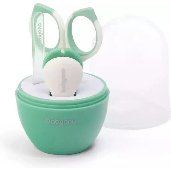 BabyOno Βρεφικό Σετ περιποίησης νυχιών με θήκη Mint BN398/01 - Προϊόντα υγιεινής φροντίδας στο Oneirokosmos