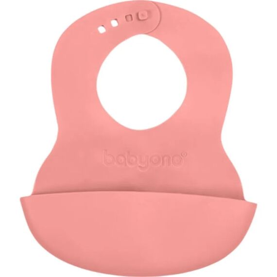 BabyOno σαλιάρα σιλικόνης 6m+ με θήκη περισυλλογής τροφής Coral BN835/04 - Σαλιάρες Πλαστικές - Σιλικόνης στο Oneirokosmos