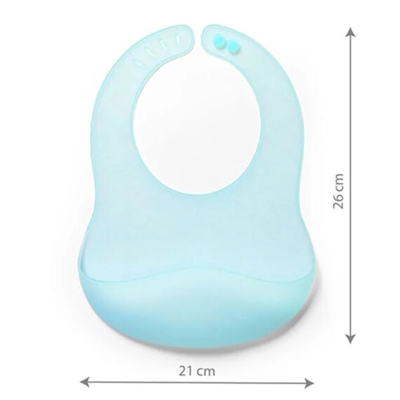 BabyOno Σαλιάρα σιλικόνης 6m+ με θήκη περισυλλογής τροφίμων Blue BN1598/03 - Σαλιάρες Πλαστικές - Σιλικόνης στο Oneirokosmos