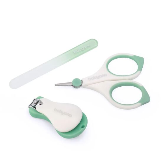 BabyOno Βρεφικό Σετ περιποίησης νυχιών με θήκη Mint BN398/01 - Προϊόντα υγιεινής φροντίδας στο Oneirokosmos
