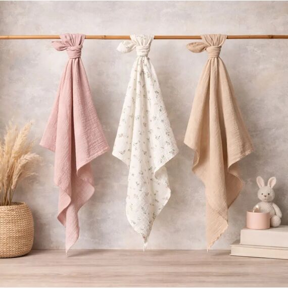 BabyOno Σετ Βαμβακερές μουσελίνες 70x70 cm  3 τμχ BN828/01 - Πάνες-Λαβέτες-Σελτέδες στο Oneirokosmos
