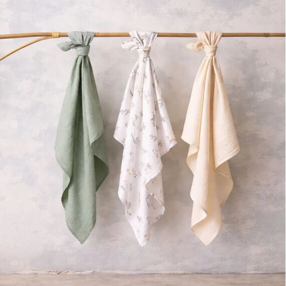 BabyOno Σετ Βαμβακερές μουσελίνες 70x70 cm  3 τμχ BN828/04 - Πάνες-Λαβέτες-Σελτέδες στο Oneirokosmos