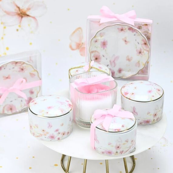 Soap Tales Μπομπονιέρα Βάπτισης Πιατάκι Πορσελάνης Pink Blossoom ST01027 - Για Κορίτσι στο Oneirokosmos