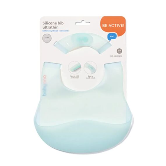 BabyOno Σαλιάρα σιλικόνης 6m+ με θήκη περισυλλογής τροφίμων Turquoise BN1598/01 - Σαλιάρες Πλαστικές - Σιλικόνης στο Oneirokosmos