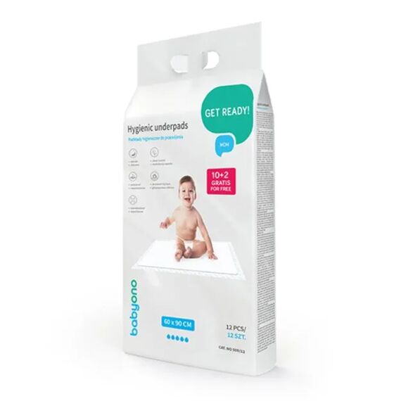 BabyOno Σελτεδάκια Μιας Χρήσης 60x90cm 10 τμχ + 2 δώρο BN509/12 - Πάνες-Λαβέτες-Σελτέδες στο Oneirokosmos