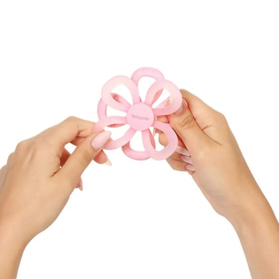 BabyOno Μασητικό από μαλακή σιλικόνη Flower Pink BN1596/01 - Μασητικά - Κρίκοι Οδοντοφυΐας στο Oneirokosmos