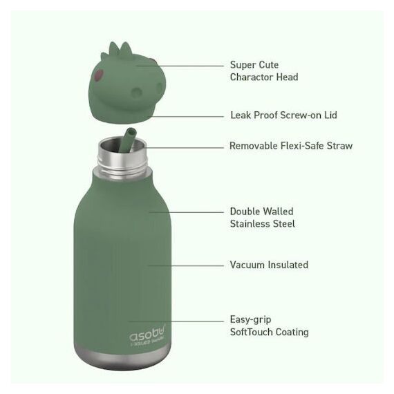 Asobu Μπουκάλι Θερμός Bestie Dinosaur 460ml SBV44 - Θερμός & Ισοθερμικά Προϊόντα στο Oneirokosmos