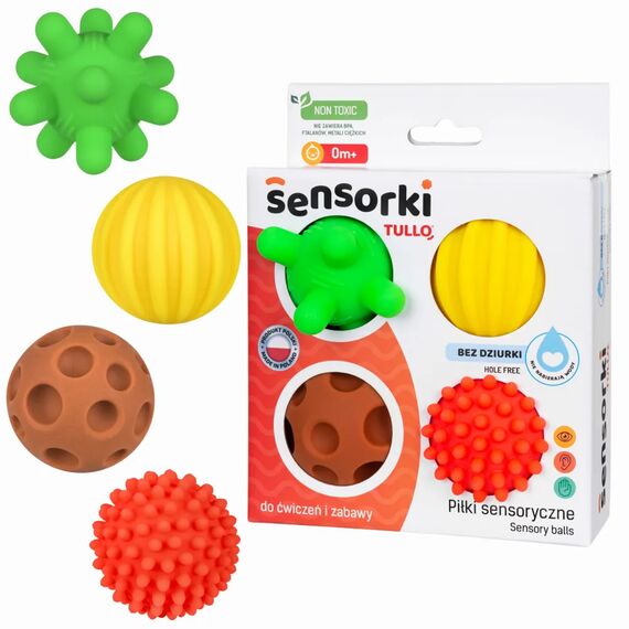 TULLO ΠΑΙΧΝΙΔΙ ΑΙΣΘΗΣΕΩΝ  SENSORY BALLS 4 ΤΜΧ. - Εκπαιδευτικά Παιχνίδια στο Oneirokosmos