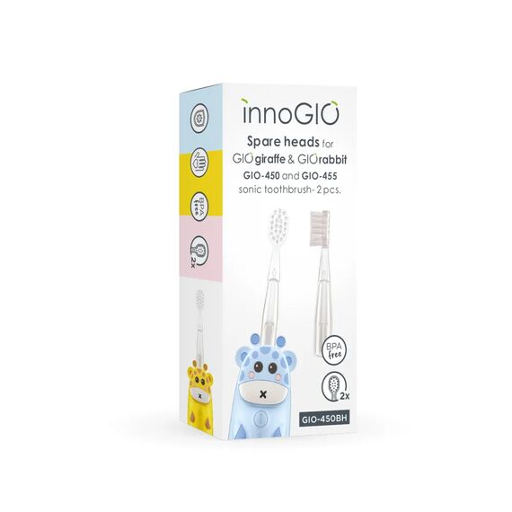 INNOGIO ΑΝΤΑΛΛΑΚΤΙΚΕΣ ΚΕΦΑΛΕΣ ΟΔΟΝΤΟΒΟΥΡΤΣΑΣ ΓΙΑ GIOGIRAFFE & GIORABBIT - Προϊόντα υγιεινής φροντίδας στο Oneirokosmos