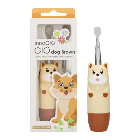 INNOGIO SONIC ΠΑΙΔΙΚΗ ΗΛΕΚΤΡΙΚΗ ΟΔΟΝΤΟΒΟΥΡΤΣΑ GIO DOG BROWN - Προϊόντα υγιεινής φροντίδας στο Oneirokosmos