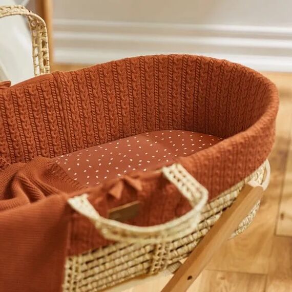 SNUZ Οργανικό Λινό Σεντόνι για Καλαθούνα  Terracotta - Σεντόνια Κούνιας στο Oneirokosmos