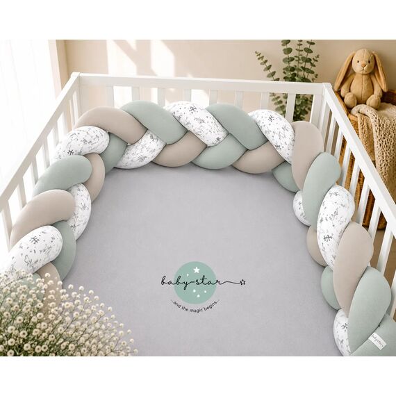 Baby Star  Πάντα Πλεξούδα Vert de Gris- Μόκα Larvik XL 19Χ200cm - Πάντες στο Oneirokosmos