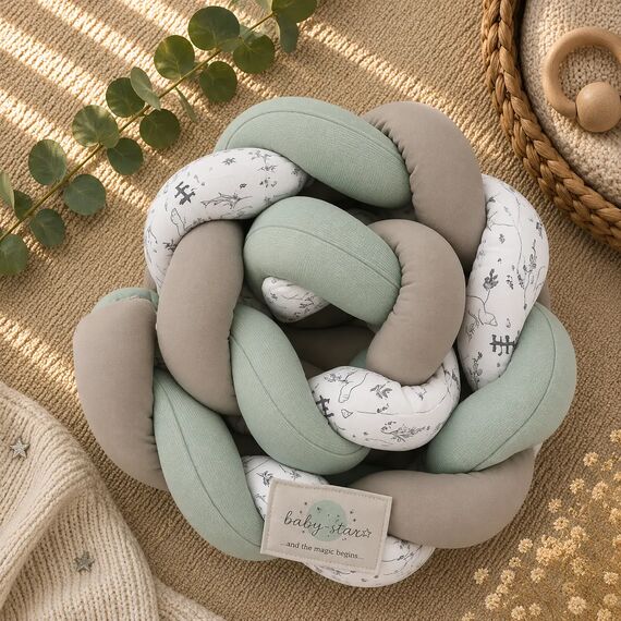 Baby Star  Πάντα Πλεξούδα Vert de Gris- Μόκα Larvik XL 19Χ200cm - Πάντες στο Oneirokosmos