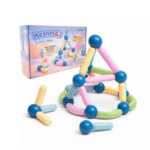 MINILAND ΜΑΓΝΗΤΙΚΟ ΣΕΤ ΚΑΤΑΣΚΕΥΩΝ - MAGNETICS 34 PCS - Εκπαιδευτικά Παιχνίδια στο Oneirokosmos