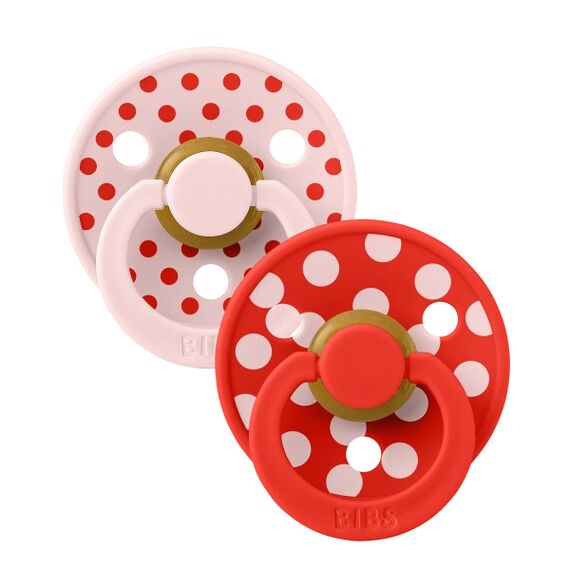 Bibs Πιπίλα Latex Studio Colour Polka Candy Apple / Blossom 2τμχ. Νο1 11034103 - Πιπίλες στο Oneirokosmos