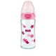 Nuk First Choice+ Γυάλινο Μπιμπερό με Δείκτη Ελέγχου Θερμοκρασίας με Θηλή Σιλικόνης 0-6m 240ml Pink Birds 10745124 - Μπιμπερό στο Oneirokosmos