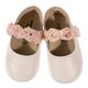 Babywalker Γοβακι Μονή Μπαρέτα με Chiffon Λουλούδια MI1638 Εκρού Ροζ - Βαπτιστικό Παπούτσι για Κορίτσι στο Oneirokosmos