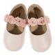 Babywalker Γοβακι Μονή Μπαρέτα με Chiffon Λουλούδια MI1638 Εκρού Ροζ - Βαπτιστικό Παπούτσι για Κορίτσι στο Oneirokosmos