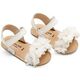 Babywalker Πέδιλο με Chiffon Λουλούδια ΜΙ1633 Λευκό - Βαπτιστικό Παπούτσι για Κορίτσι στο Oneirokosmos