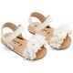 Babywalker Πέδιλο με Chiffon Λουλούδια ΜΙ1633 Λευκό - Βαπτιστικό Παπούτσι για Κορίτσι στο Oneirokosmos