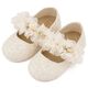 Babywalker Γοβάκι Μονή Μπαρέτα Στρας με Λουλούδια Πέρλες και Κρύσταλα Swarovski  LU6118 Εκρού - Βαπτιστικό Παπούτσι για Κορίτσι στο Oneirokosmos