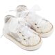 Babywalker Sneaker απο Ύφασμα Φιλντιρέ Λουλούδια LU6129 Λευκό - Βαπτιστικό Παπούτσι για Κορίτσι στο Oneirokosmos